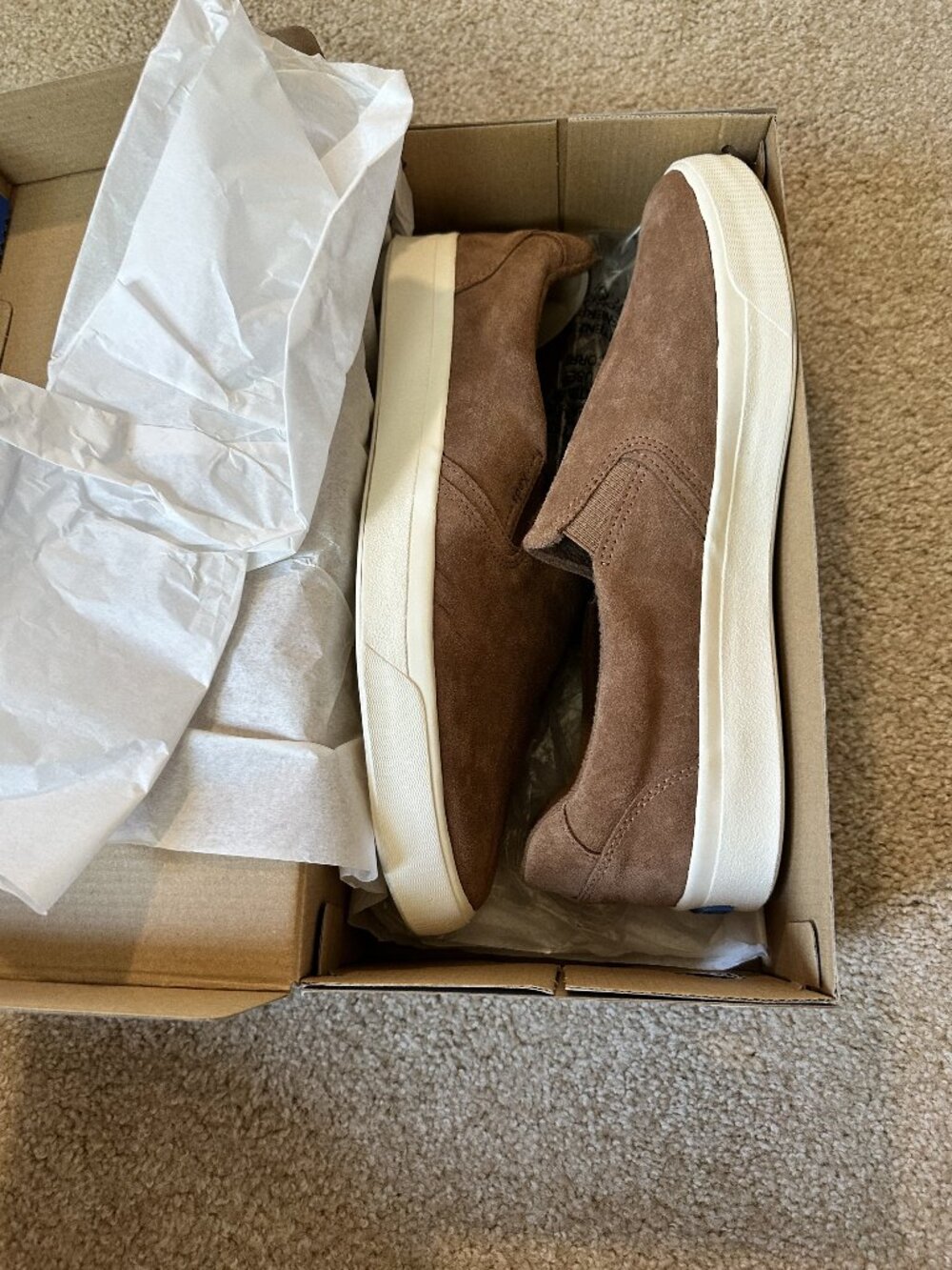 KEDS Pursuit Suede Slip-on Shoes in Cognac, size 13 Wide